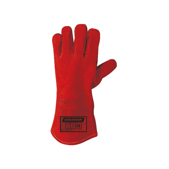 Afbeeldingen van Lashandschoen rund-splitleer gevoerd roodbruin 35CM