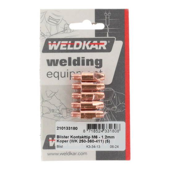 Afbeeldingen van Contacttip M6 koper 1,2X28MM 5x