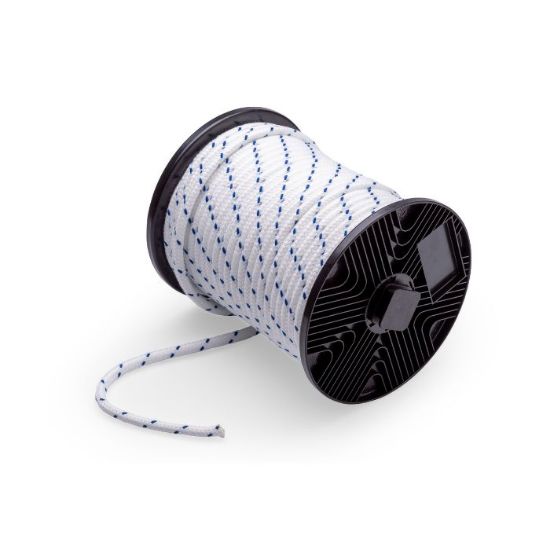 Afbeeldingen van Schootlijn gevlochten PES 8MM wit-blauw 60M