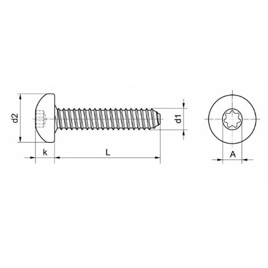 Afbeeldingen van Metaalschroef bolcilinderkop TORX DIN7985 RVS A4 M4X16MM