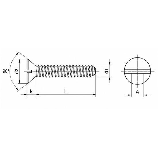 Afbeeldingen van Metaalschroef verzonkenkop zaagsnede DIN963 RVS A2 M16X12MM