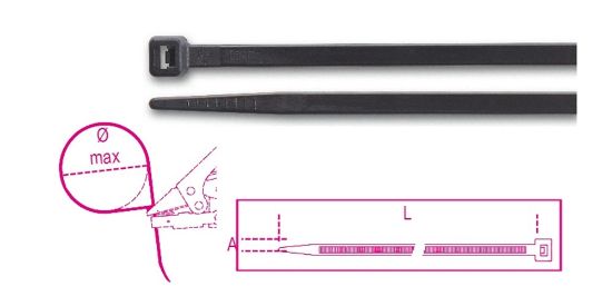 Afbeeldingen van Kabelbinder nylon zwart UV-bestendig BMN1948