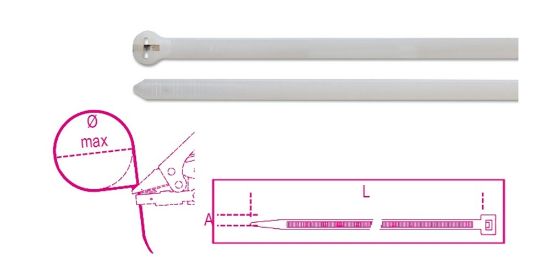 Afbeeldingen van Kabelbinder nylon stalen vertanding BMBL1025