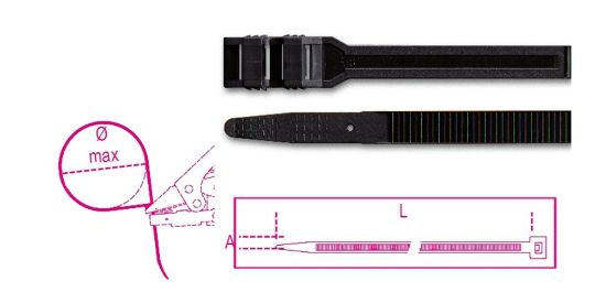 Afbeeldingen van Kabelbinder nylon zwart UV-bestendig BMN1890