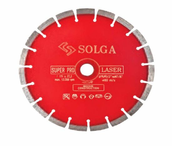 Afbeeldingen van SOLGA Diamant Red Series zaagblad 115 mm asgat 22,2 mm LAR laser&Superpro CS 9 segmenten